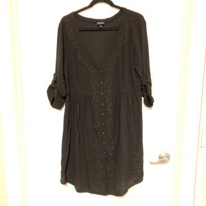 Torrid Black Embroidery Quarter Sleeve Tunic Dress